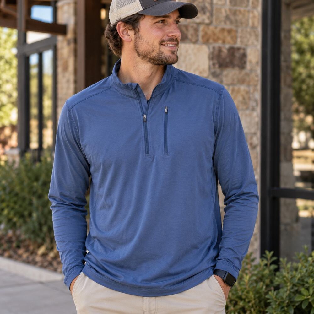 Ridgecut Toughwear Quarter Zip Pullover Slate Blue Size L